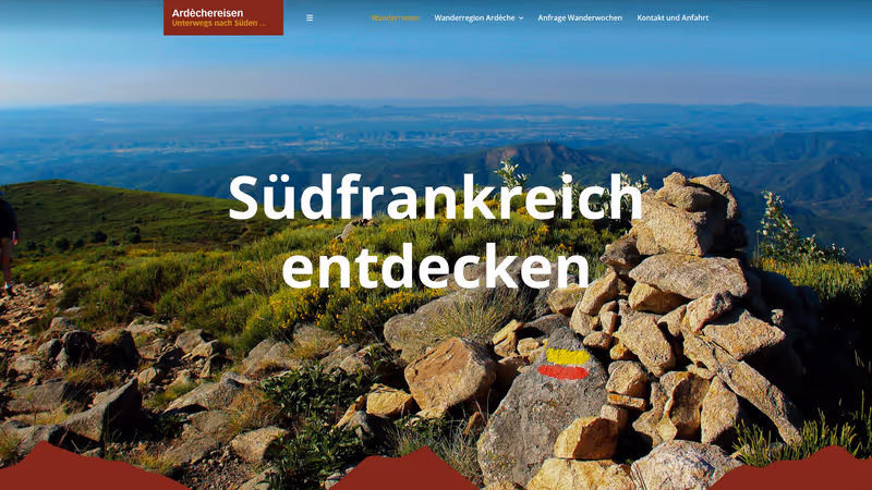 Screenshot der Website von Ardeche Reisen