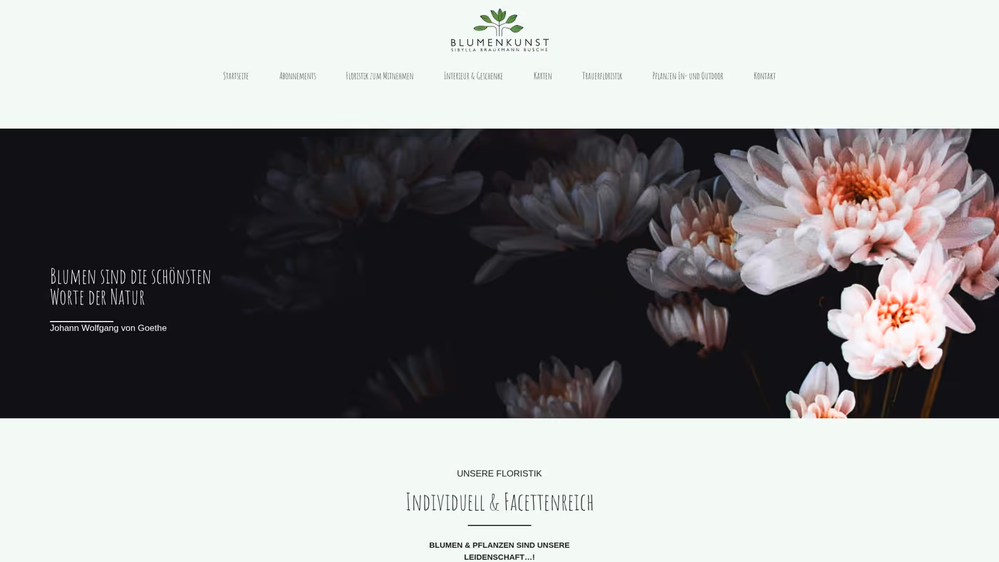 Screenshot der Website von Blumenkunst Braukmann-Busche