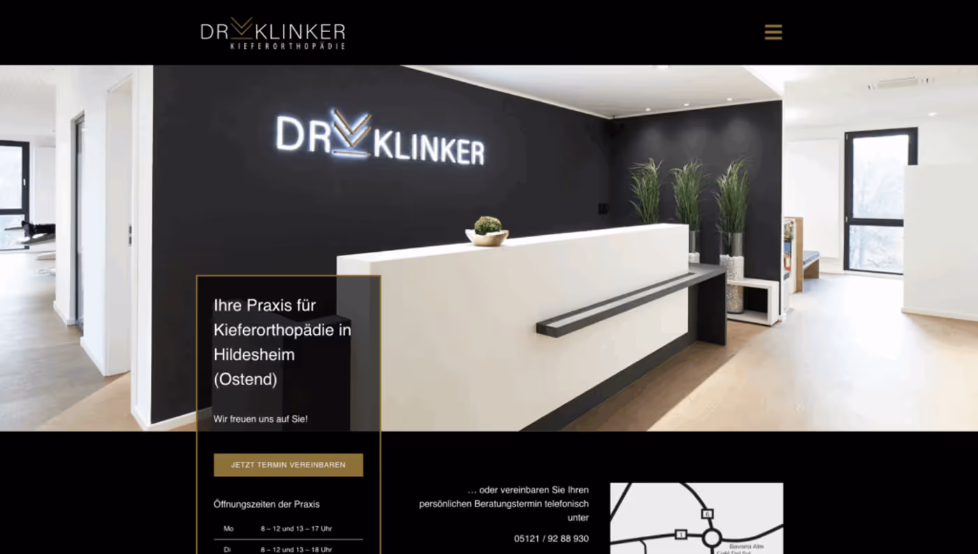 Screenshot der Website von Dr. Theodor Klinker