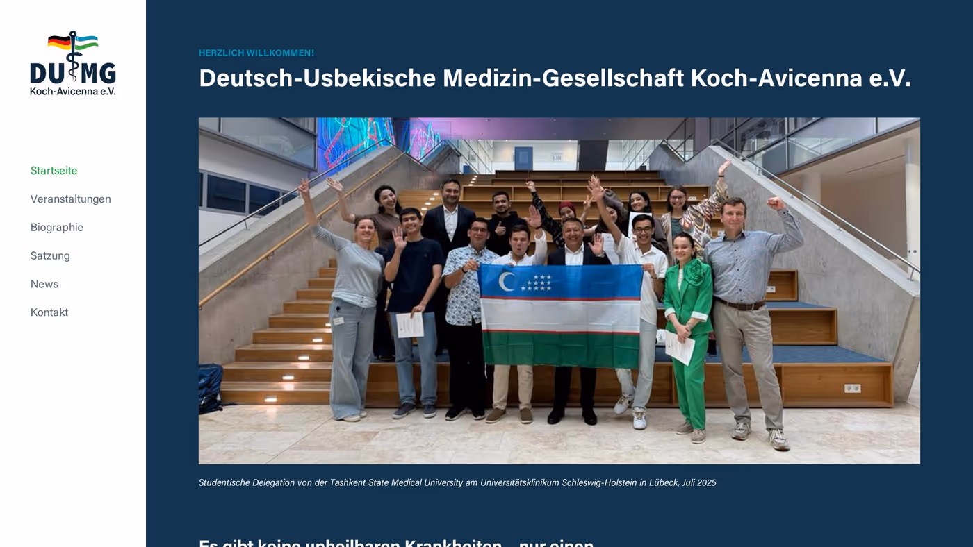 Screenshot der Website von DUMG Koch-Avicenna e.V.