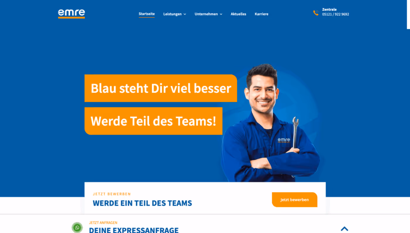 Screenshot der Website von Emre Haustechnik