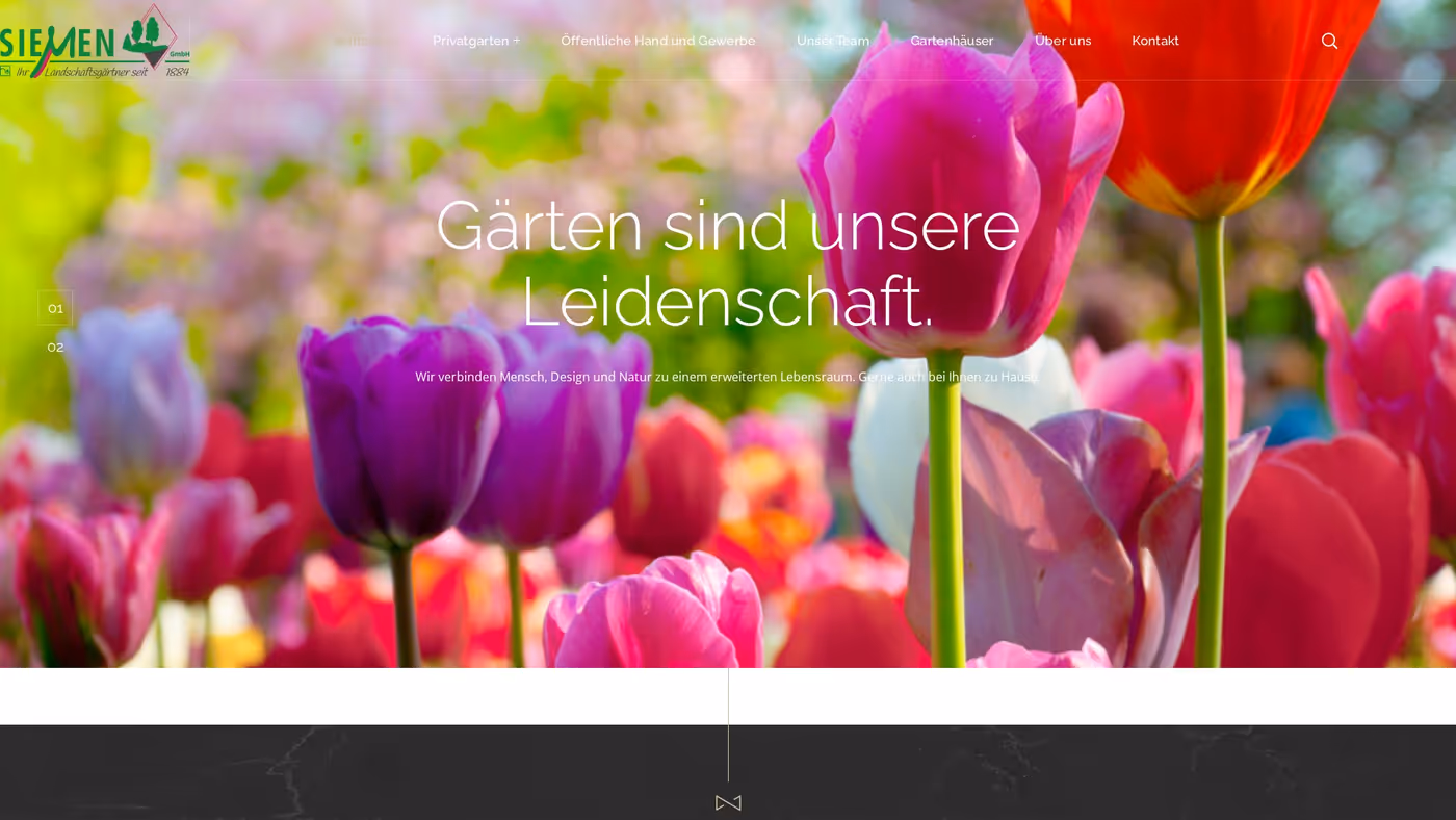 Screenshot der Website von Gartenbau Karl Siemen GmbH