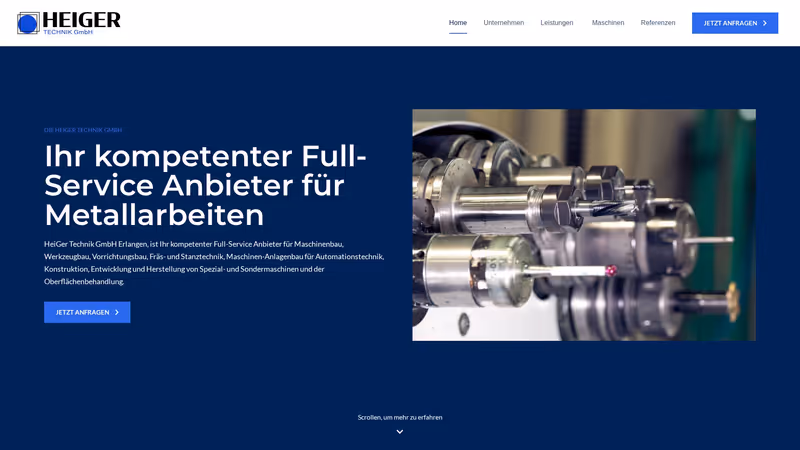Screenshot der Website von HeiGer Technik GmbH