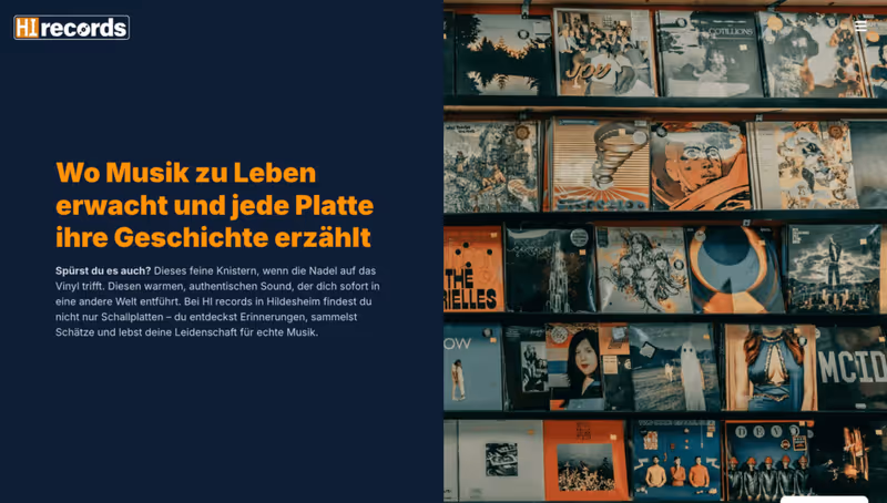 Screenshot der Website von HI records Hildesheim