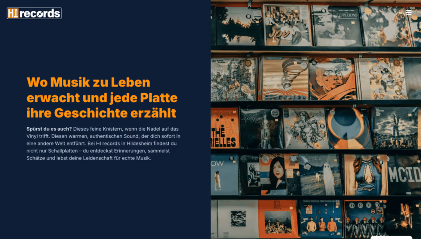 Screenshot der Website von HI records Hildesheim