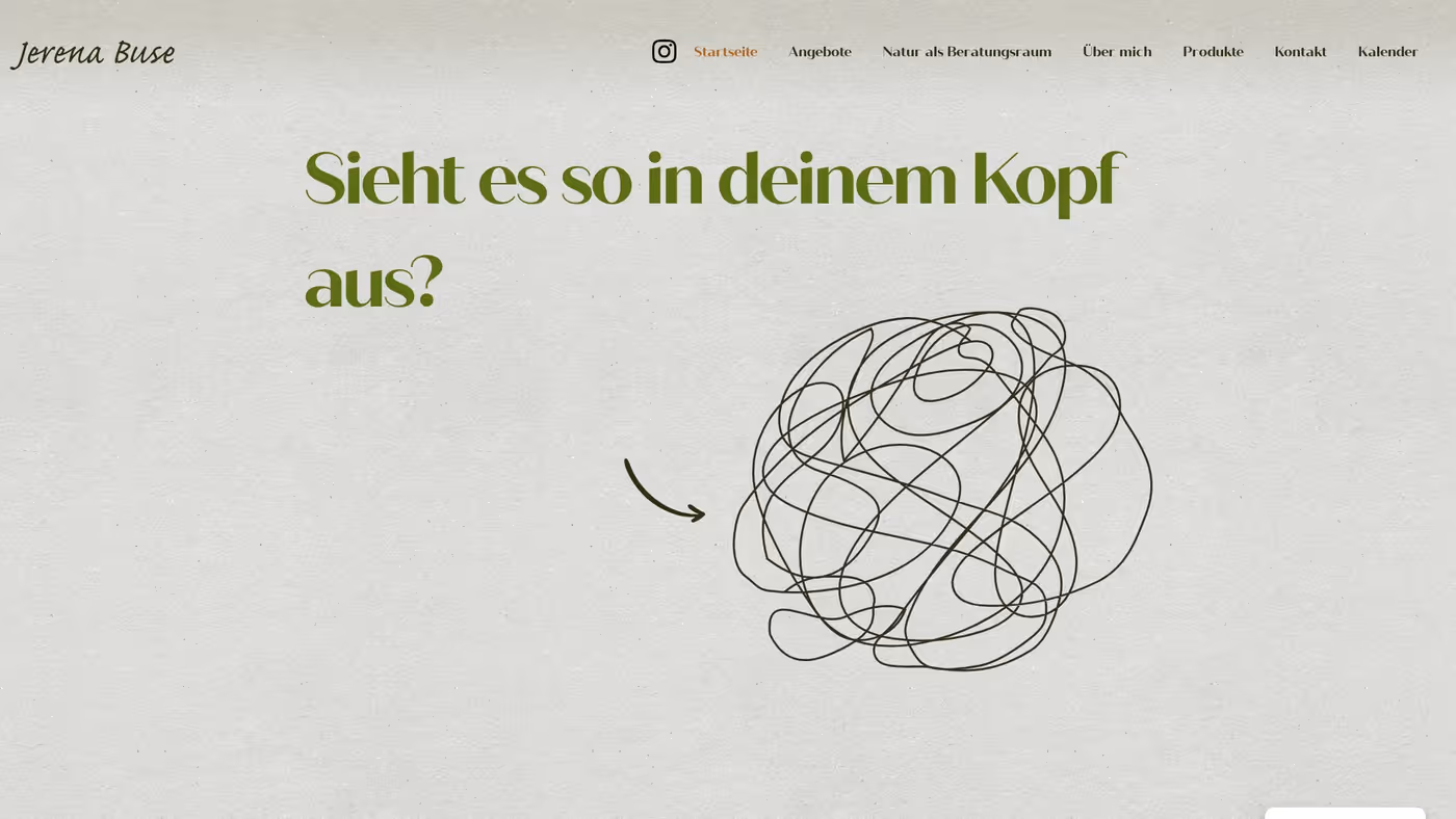 Screenshot der Website von Jerena Buse