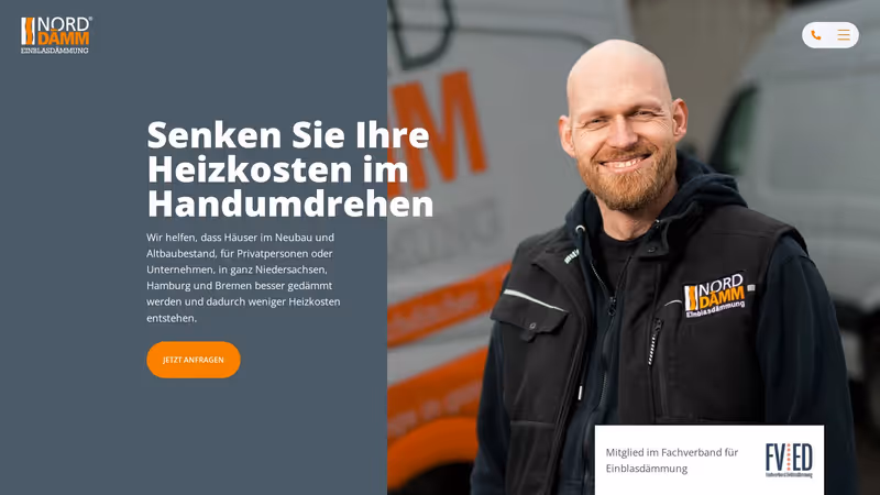 Screenshot der Website von NordDämm