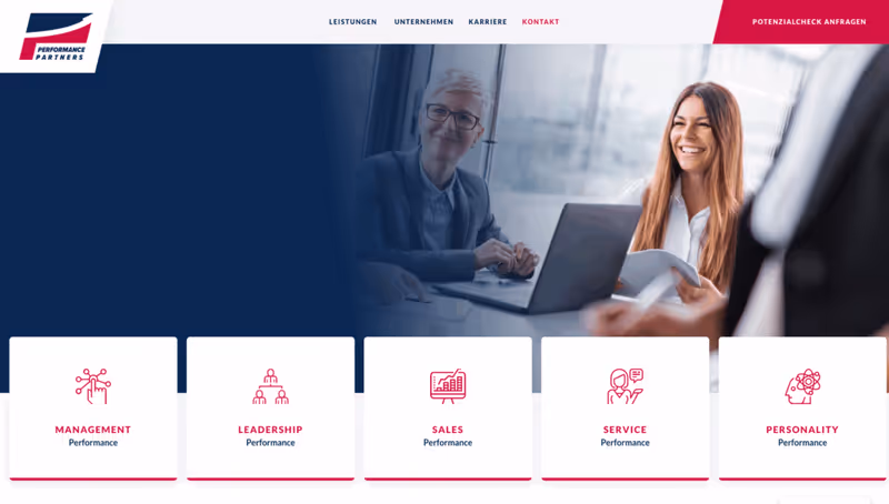 Screenshot der Website von Performance Partners