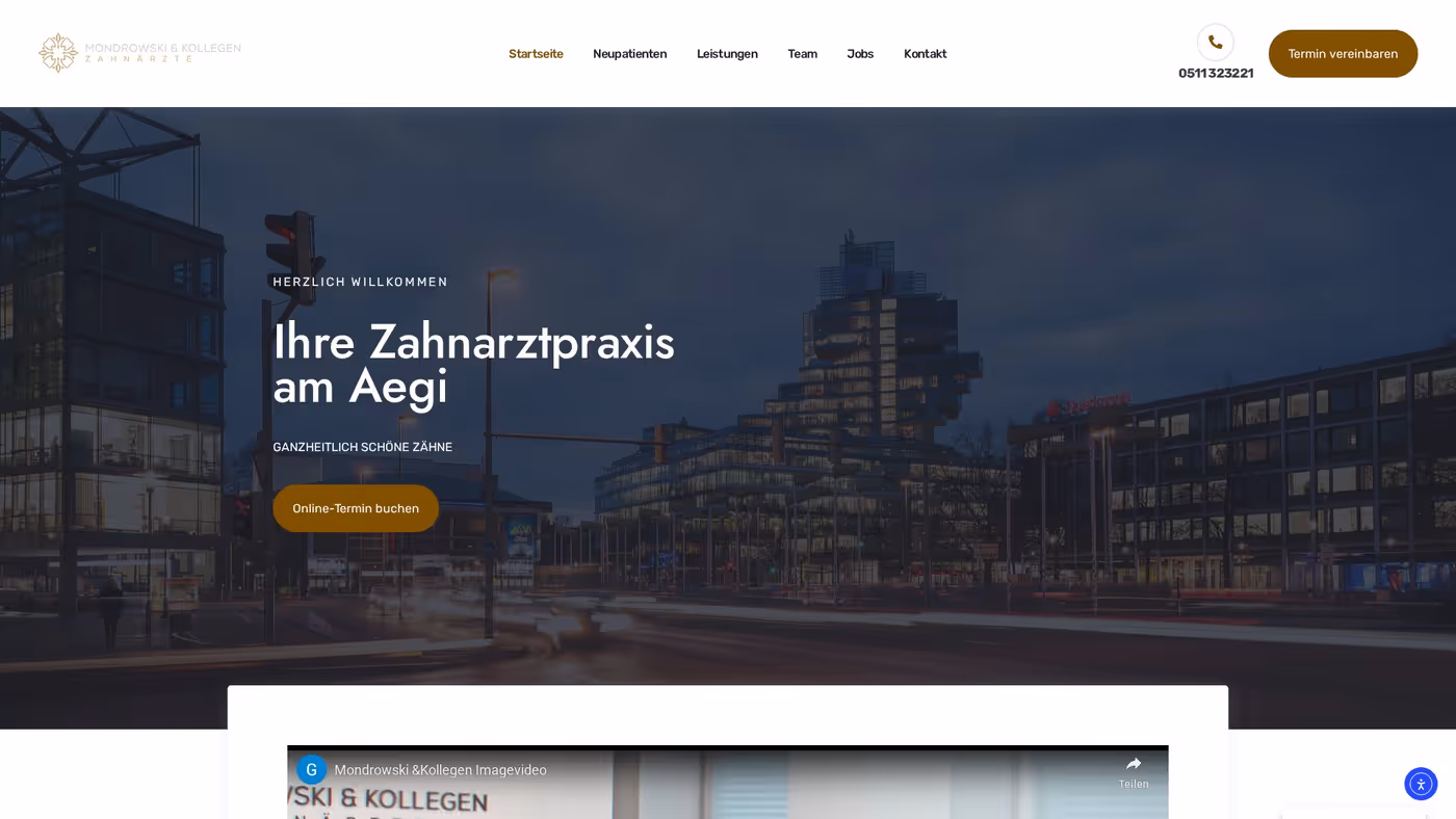 Screenshot der Website von Praxis Mondrowski