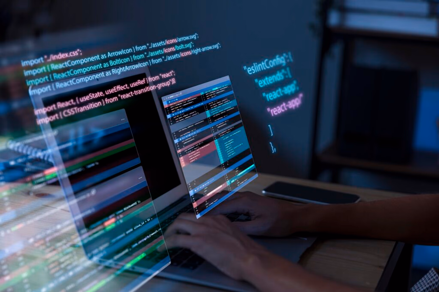 Entwickler prüft Quellcode einer Shop-Installation auf dem Bildschirm