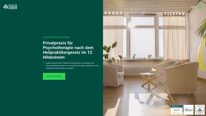 Screenshot der Website von Sebastian Zuber - Heilpraktiker