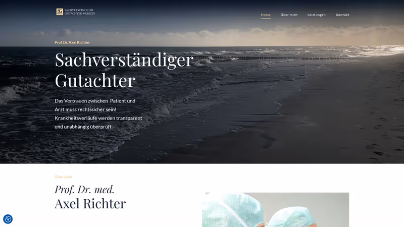 Screenshot der Website von SG-Med Prof. Dr. med. Axel Richter