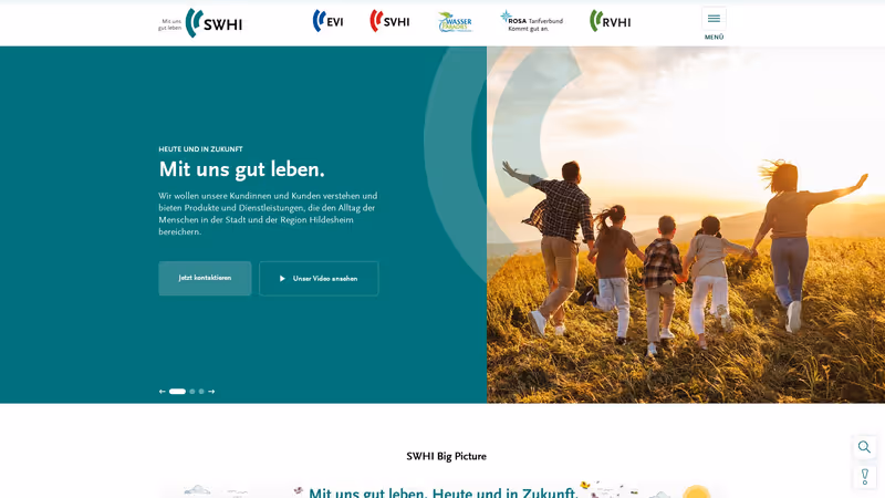Screenshot der Website von Stadtwerke Hildesheim AG