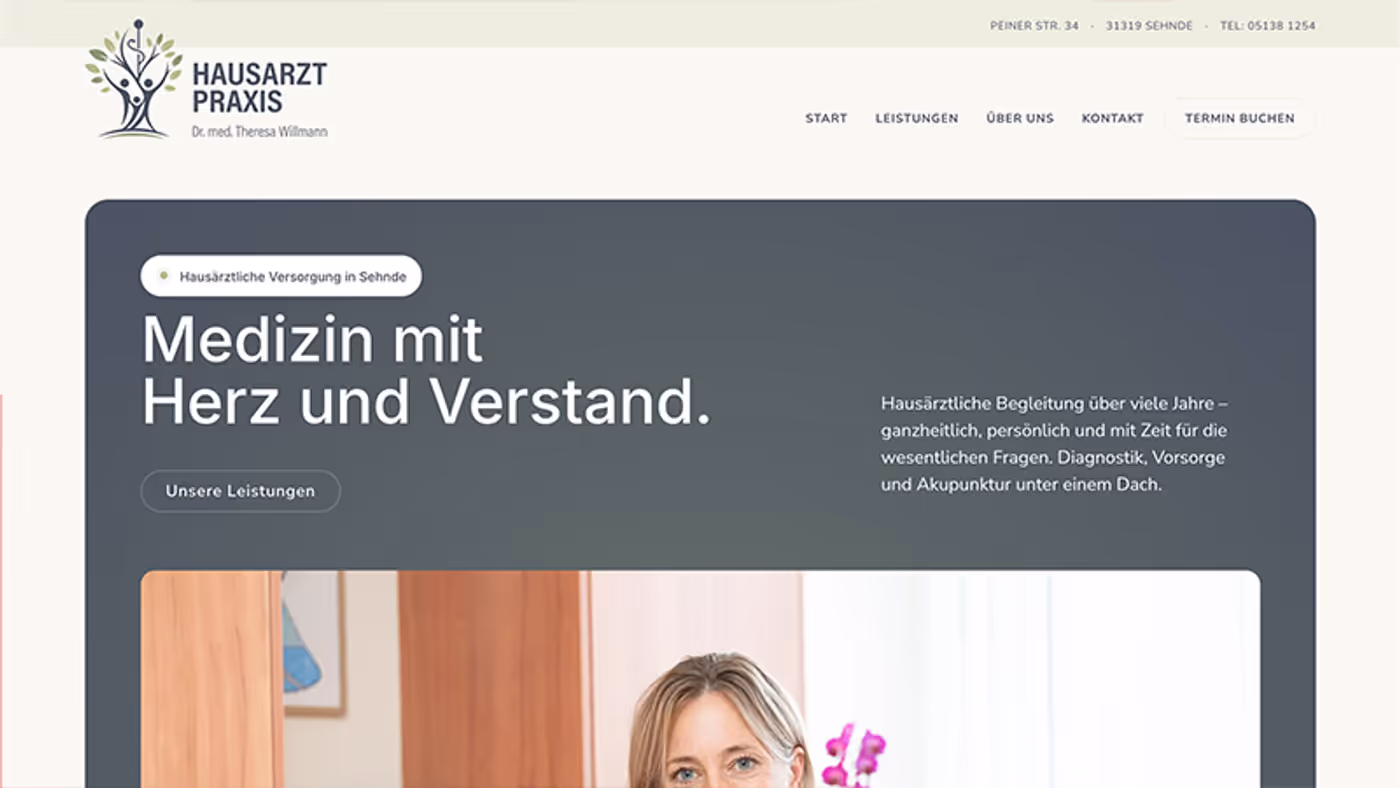 Screenshot der Website von Dr. med. Theresa Willmann