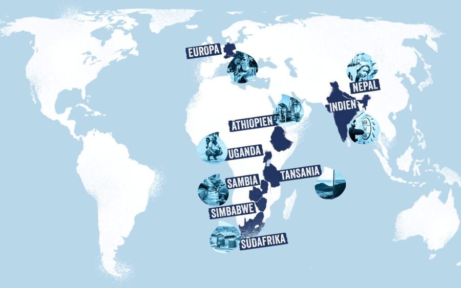 Viva con Agua Projektweltkarte 2024 – Unterstützte Trinkwasserprojekte weltweit