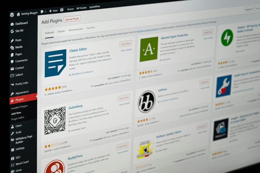 WordPress Plugin-Verwaltungsschnittstelle auf einem Bildschirm
