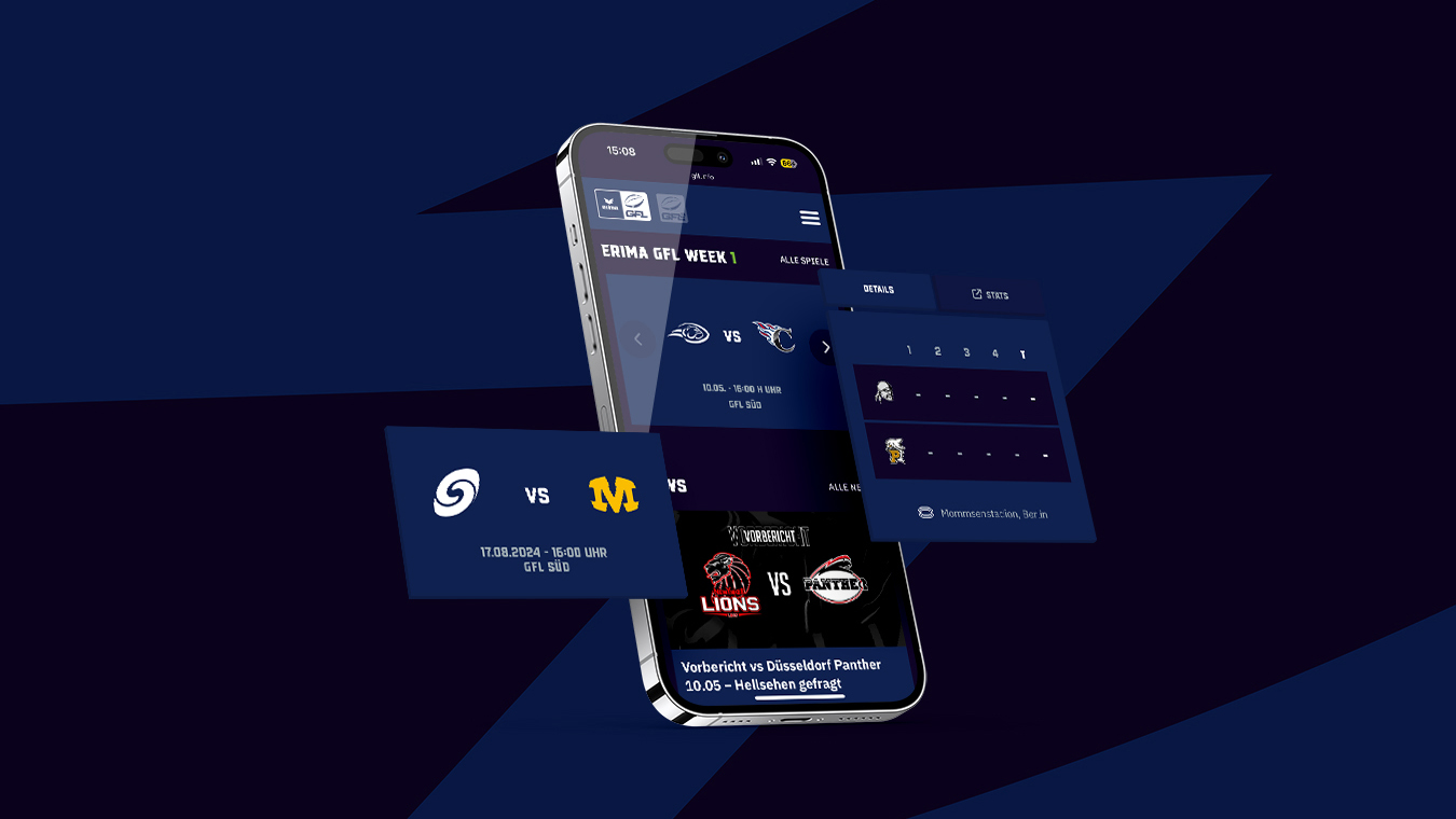 Smartphone mit GFL-Spielübersicht